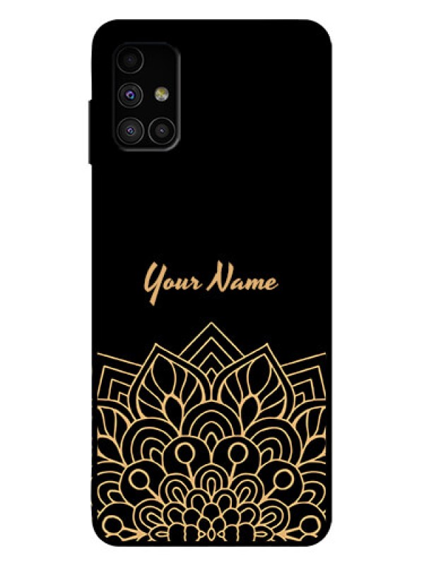 Custom Galaxy M51 Custom Metal Phone Case - Golden Mandala Design