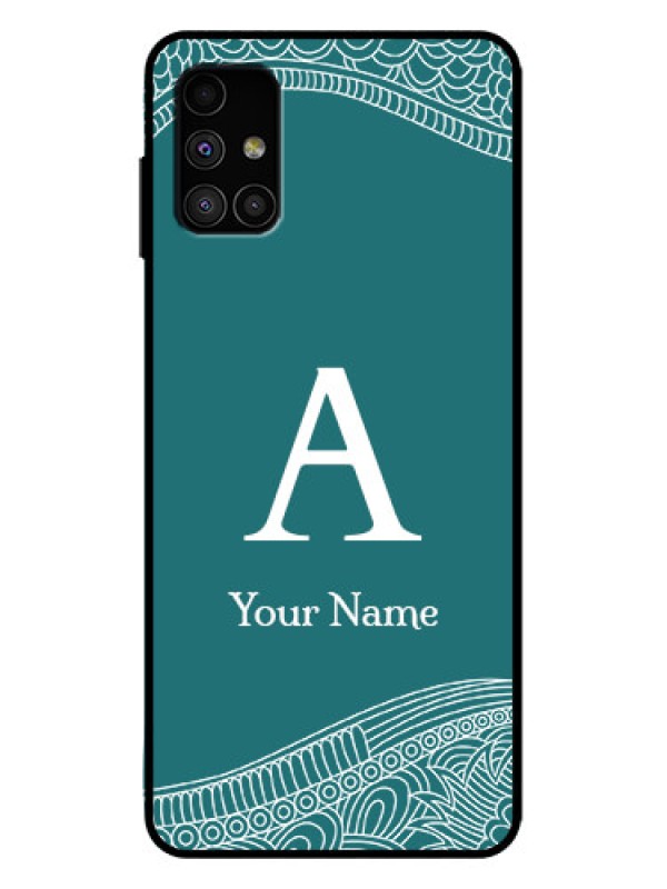 Custom Galaxy M51 Custom Metal Phone Case - Line Art Pattern With Custom Name Design