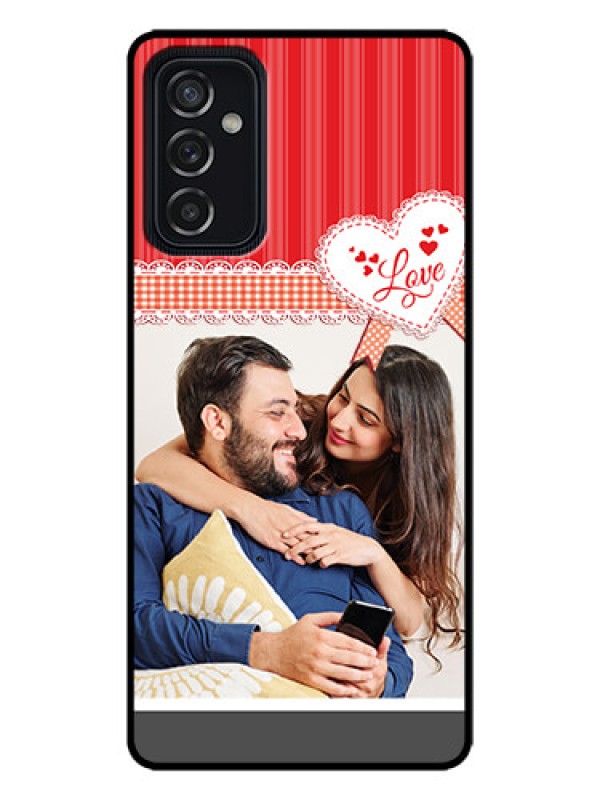 Custom Galaxy M52 5G Custom Metal Phone Case - Red Love Pattern Design