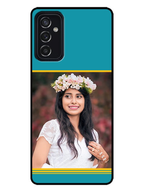 Custom Galaxy M52 5G Custom Metal Phone Case - Yellow and Blue Design