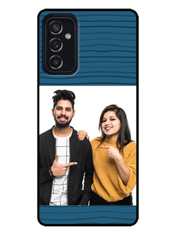 Custom Galaxy M52 5G Custom Metal Phone Case - Blue Pattern Cover Design