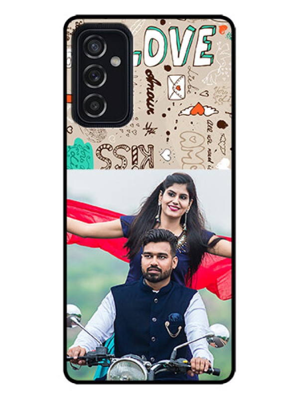 Custom Galaxy M52 5G Custom Metal Phone Case - Love Doodle Pattern