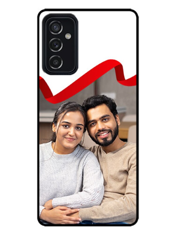 Custom Galaxy M52 5G Custom Metal Phone Case - Red Ribbon Frame Design