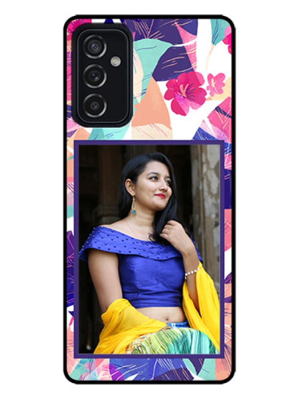 Custom Galaxy M52 5G Custom Metal Phone Case - Abstract Floral Design