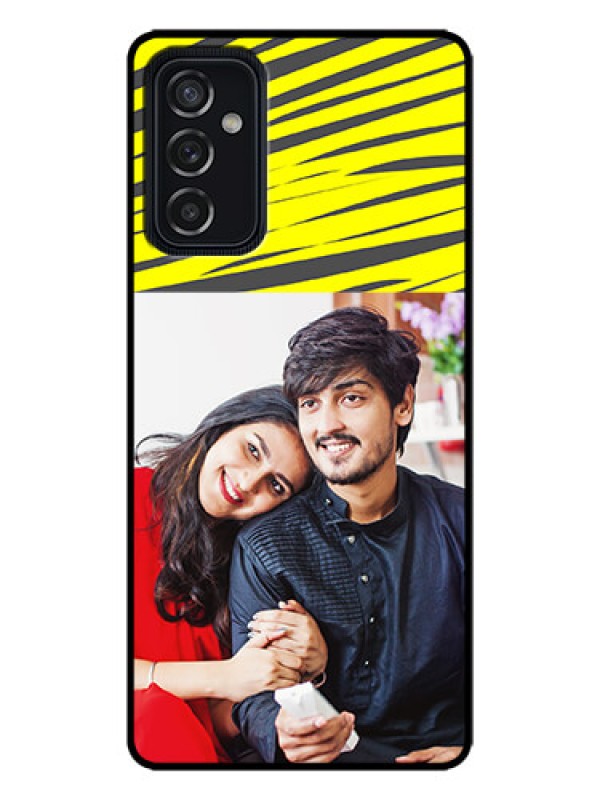 Custom Galaxy M52 5G Custom Metal Phone Case - Yellow Abstract Design