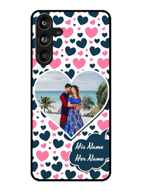 Custom Samsung Galaxy M55 5G Custom Metal Phone Case - Pink and Blue Heart Design