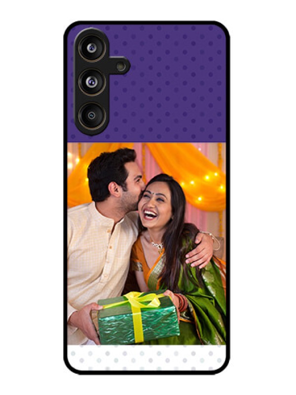 Custom Samsung Galaxy M55 5G Custom Metal Phone Case - Violet Colored Pattern Design