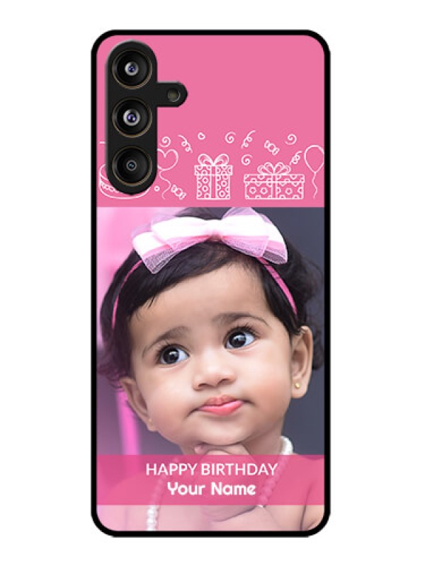 Custom Samsung Galaxy M55 5G Custom Metal Phone Case - With Birthday Line Art Design