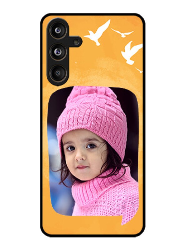 Custom Samsung Galaxy M55 5G Custom Metal Phone Case - Water Color Design With Bird Icons