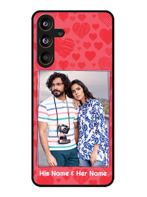 Custom Samsung Galaxy M55 5G Custom Metal Phone Case - With Red Heart Symbols Design