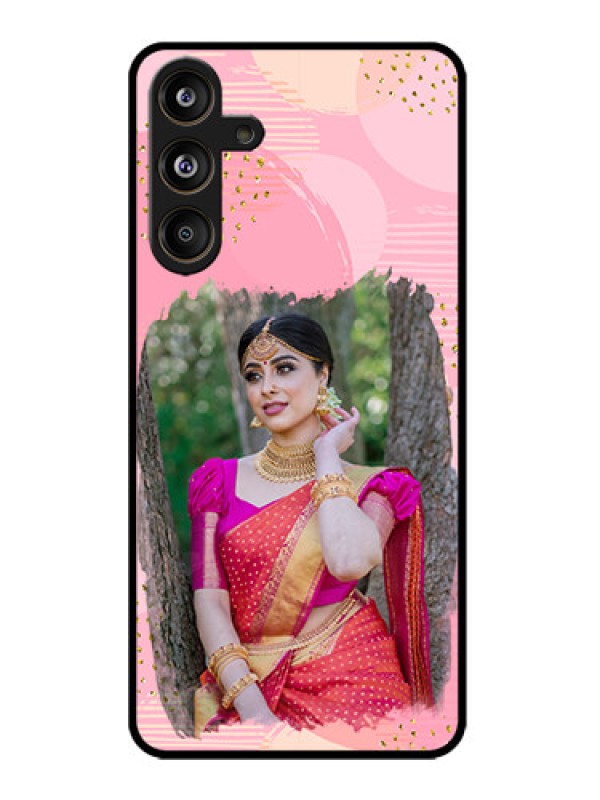 Custom Samsung Galaxy M55 5G Custom Metal Phone Case - Gold Glitter Splash Design