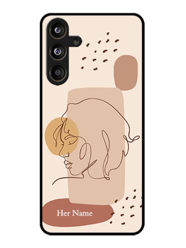 Custom Samsung Galaxy M55 5G Custom Metal Phone Case - Calm Woman Line Art Design