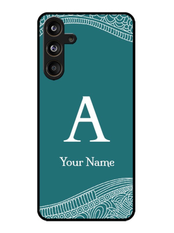 Custom Samsung Galaxy M55 5G Custom Metal Phone Case - Line Art Pattern With Custom Name Design