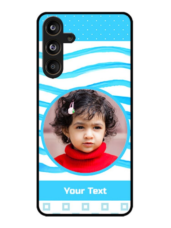 Custom Galaxy M55s 5G Custom Metal Phone Case - Simple Blue Case Design