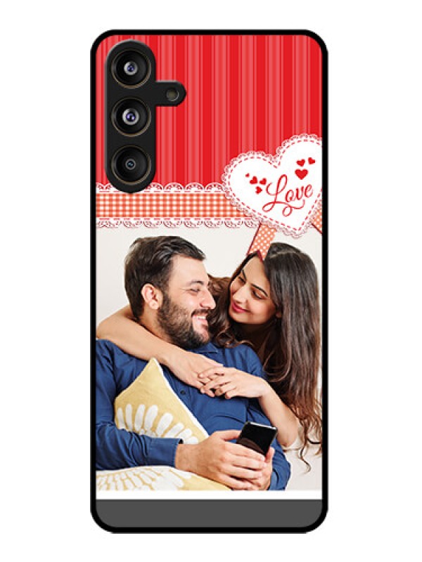 Custom Galaxy M55s 5G Custom Metal Phone Case - Red Love Pattern Design