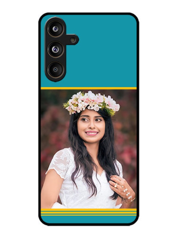 Custom Galaxy M55s 5G Custom Metal Phone Case - Yellow and Blue Design