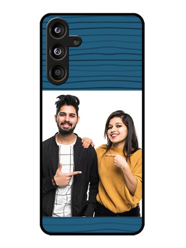 Custom Galaxy M55s 5G Custom Metal Phone Case - Blue Pattern Cover Design