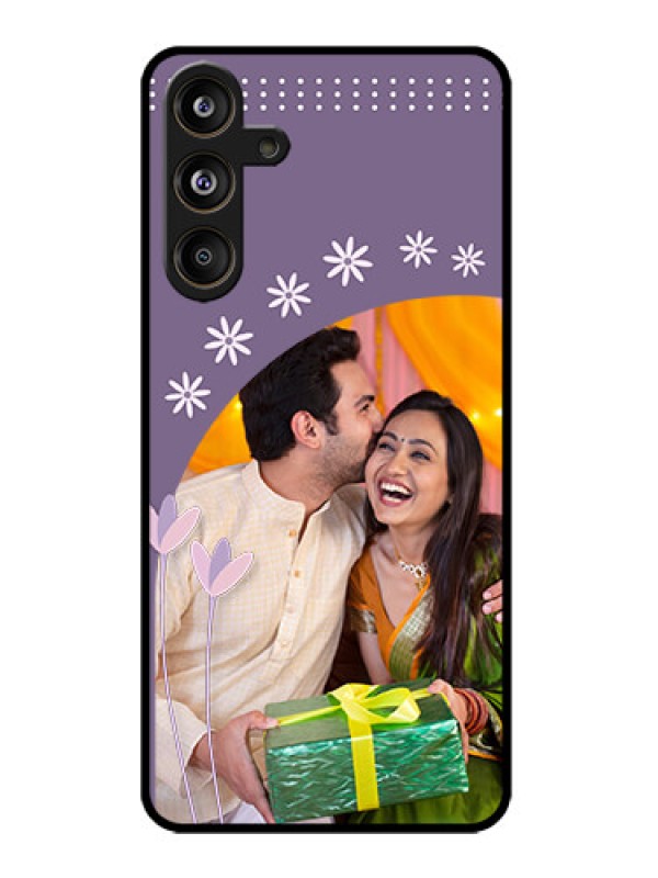 Custom Galaxy M55s 5G Custom Metal Phone Case - Lavender Flowers Design