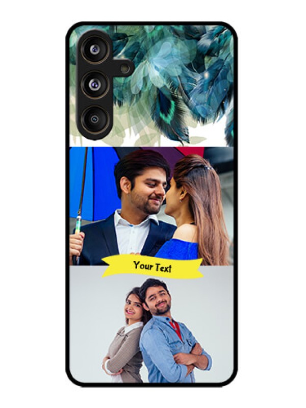 Custom Galaxy M55s 5G Custom Metal Phone Case - Image With Boho Peacock Feather Design