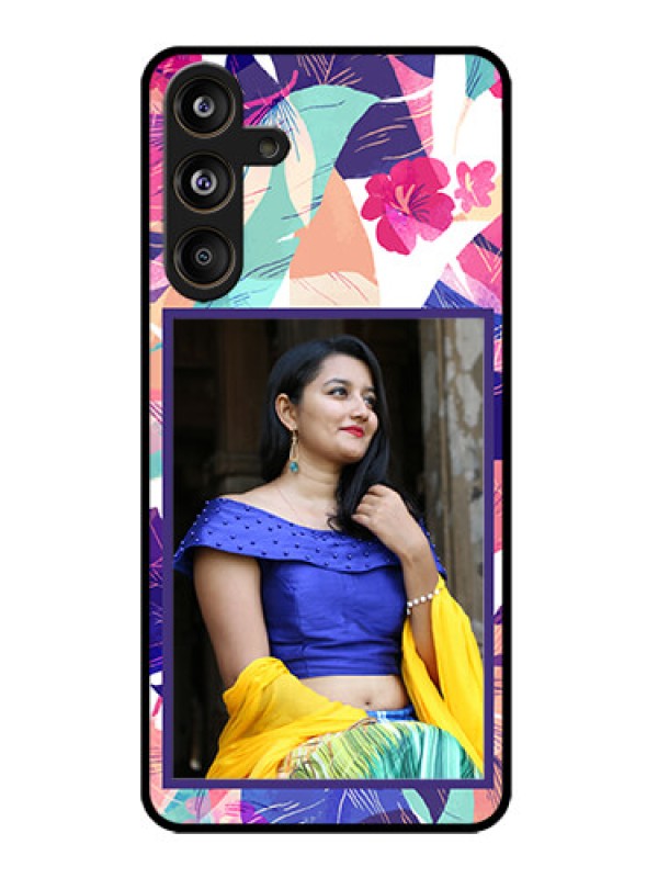 Custom Galaxy M55s 5G Custom Metal Phone Case - Abstract Floral Design