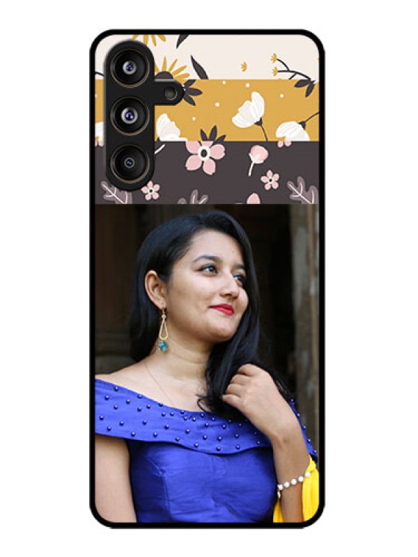 Custom Galaxy M55s 5G Custom Metal Phone Case - Stylish Floral Design