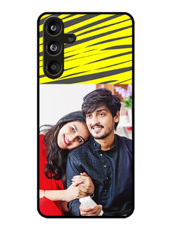 Custom Galaxy M55s 5G Custom Metal Phone Case - Yellow Abstract Design