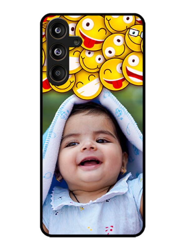 Custom Galaxy M55s 5G Custom Metal Phone Case - With Smiley Emoji Design