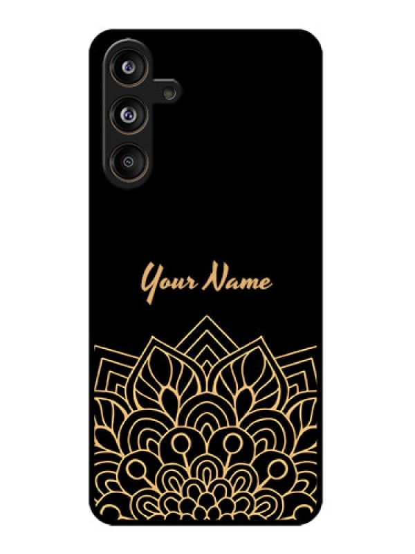 Custom Galaxy M55s 5G Custom Metal Phone Case - Golden Mandala Design