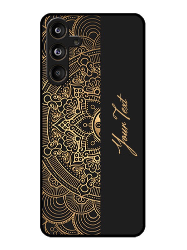 Custom Galaxy M55s 5G Custom Metal Phone Case - Mandala Art With Custom Text Design