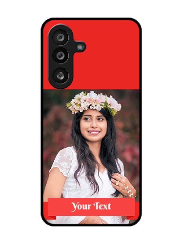 Custom Samsung Galaxy M56 5G Custom Metal Phone Case - Simple Red Color Design