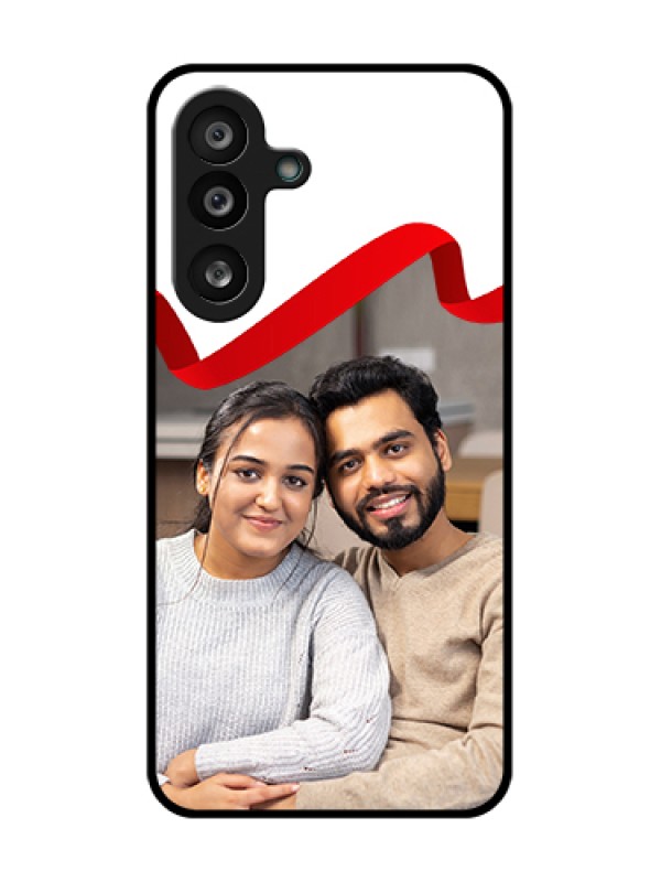 Custom Samsung Galaxy M56 5G Custom Metal Phone Case - Red Ribbon Frame Design