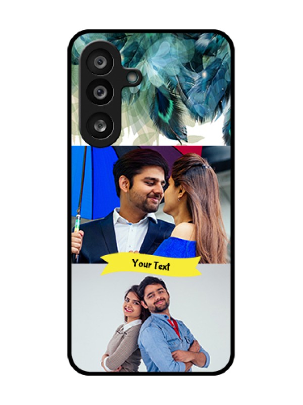 Custom Samsung Galaxy M56 5G Custom Metal Phone Case - Image With Boho Peacock Feather Design