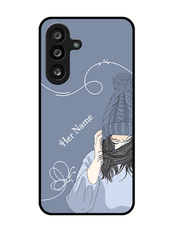Custom Samsung Galaxy M56 5G Custom Metal Phone Case - Girl In Winter Outfit Design