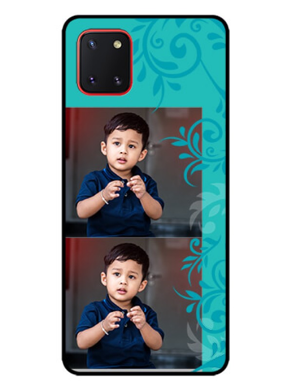 Custom Galaxy Note 10 Lite Custom Metal Phone CaseWith Photo And Green Floral Design