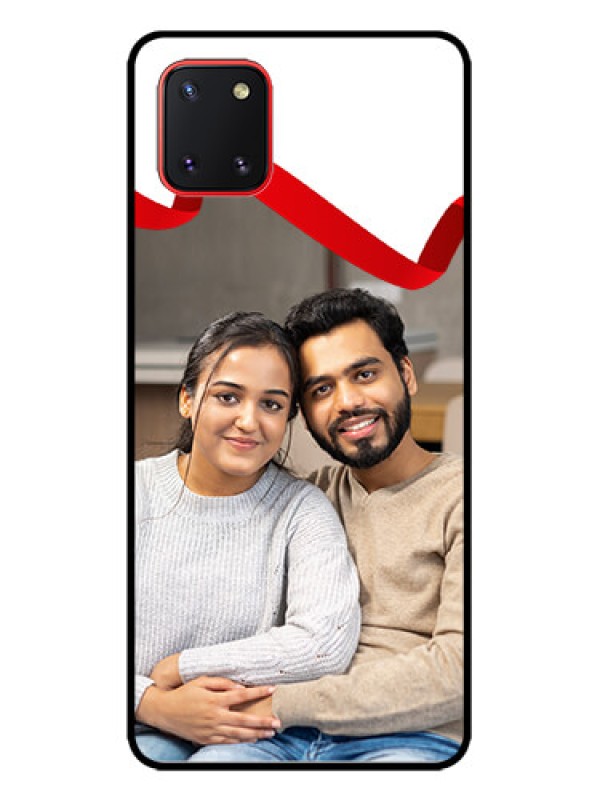 Custom Galaxy Note 10 Lite Custom Metal Phone CaseRed Ribbon Frame Design