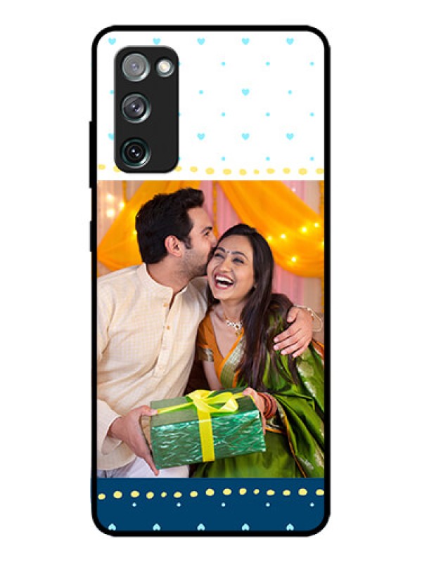 Custom Galaxy S20 FE Custom Metal Phone CaseWhite And Blue Abstract Design