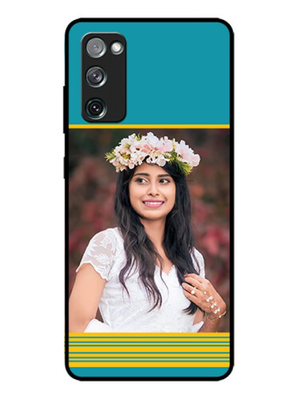 Custom Galaxy S20 FE Custom Metal Phone CaseYellow and Blue Design