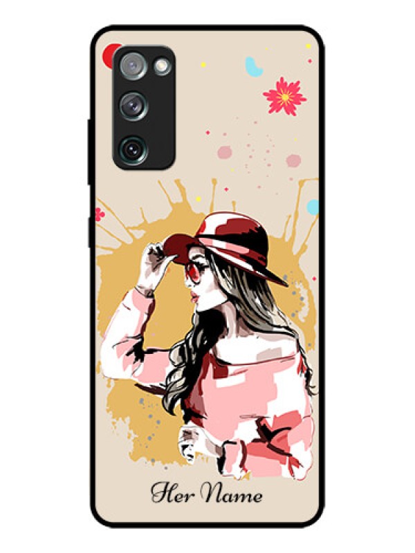 Custom Galaxy S20 FE Custom Metal Phone CaseWomen With Pink Hat Design