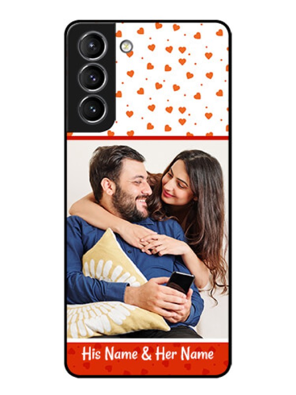 Custom Galaxy S21 Plus Custom Metal Phone Case - Orange Love Symbol Design