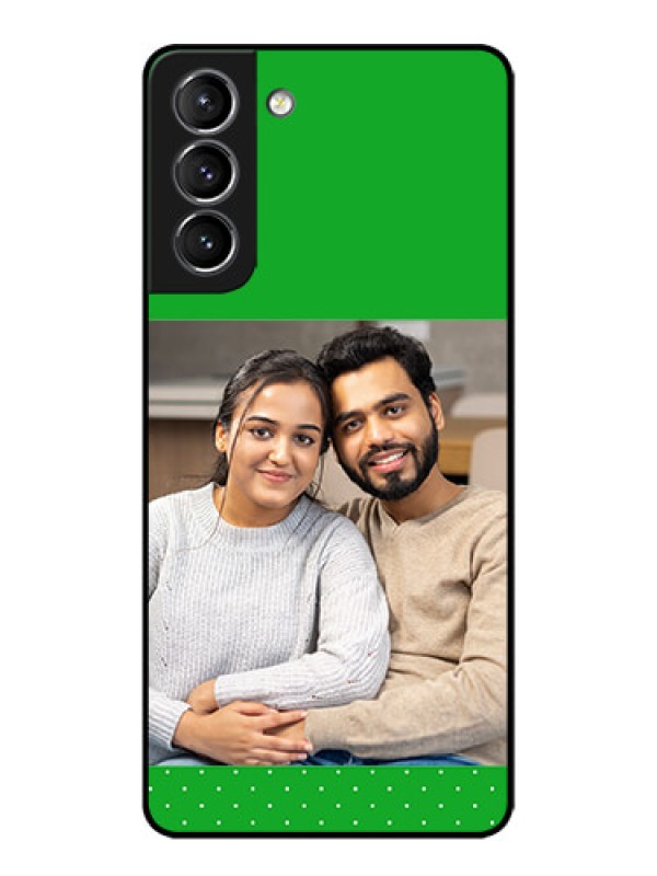 Custom Galaxy S21 Plus Custom Metal Phone Case - Green Pattern Design