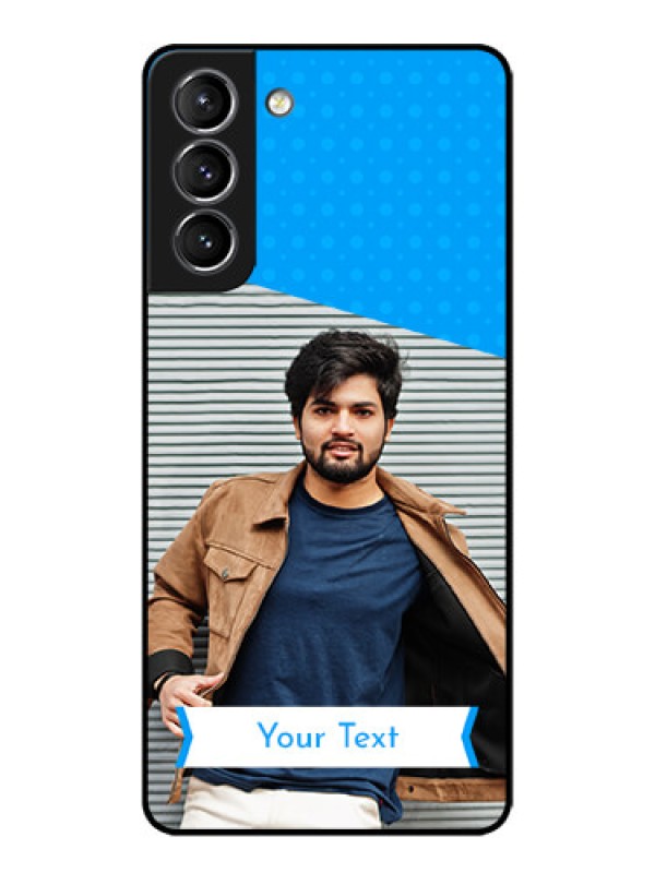 Custom Galaxy S21 Plus Custom Metal Phone Case - Simple Blue Color Design