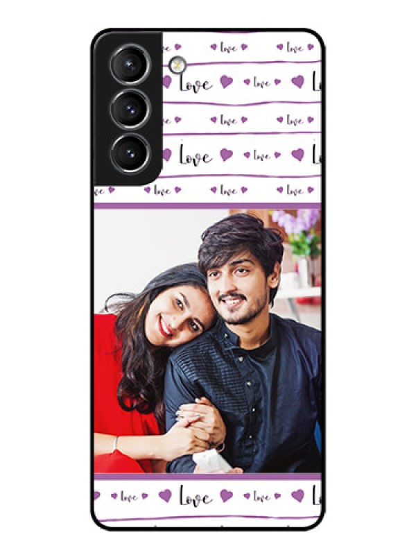 Custom Galaxy S21 Plus Custom Metal Phone Case - Couples Heart Design