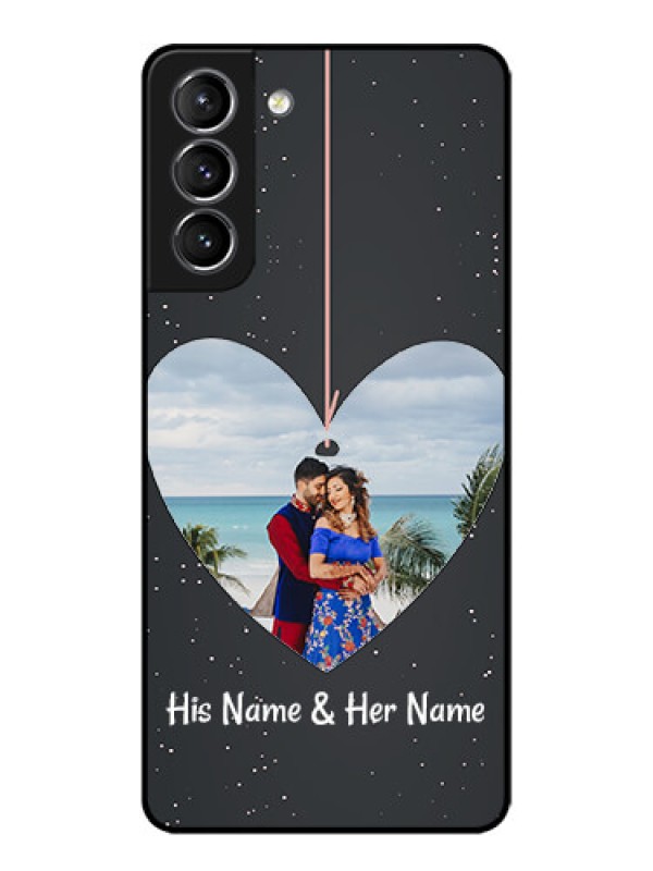 Custom Galaxy S21 Plus Custom Metal Phone Case - Hanging Heart Design