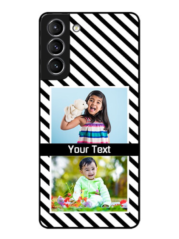 Custom Galaxy S21 Plus Custom Metal Phone Case - Black And White Stripes Design