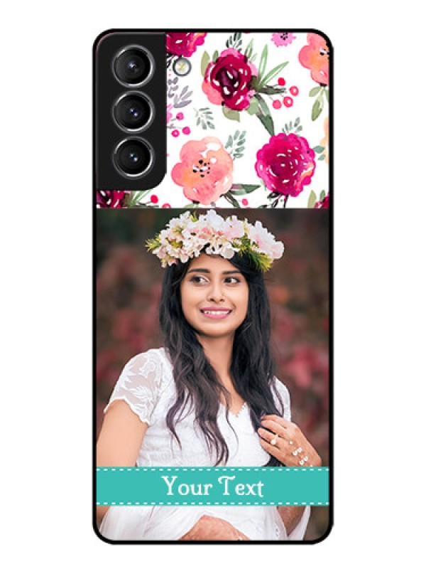 Custom Galaxy S21 Plus Custom Metal Phone Case - Water Colors Floral Design