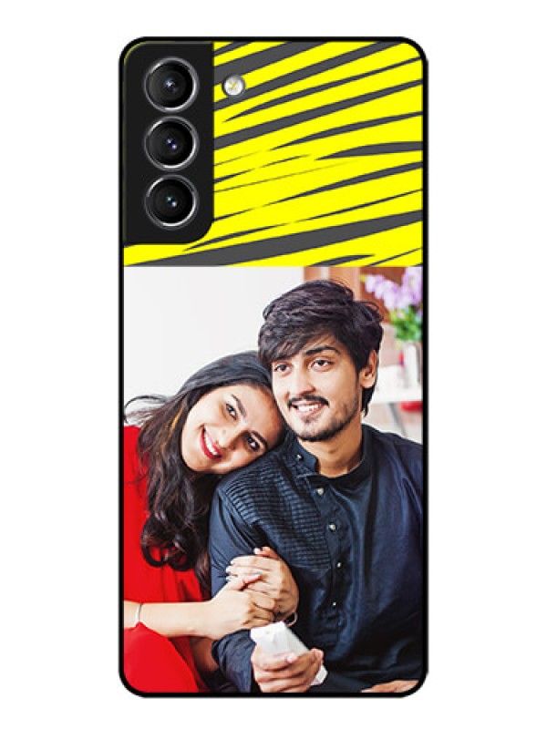 Custom Galaxy S21 Plus Custom Metal Phone Case - Yellow Abstract Design