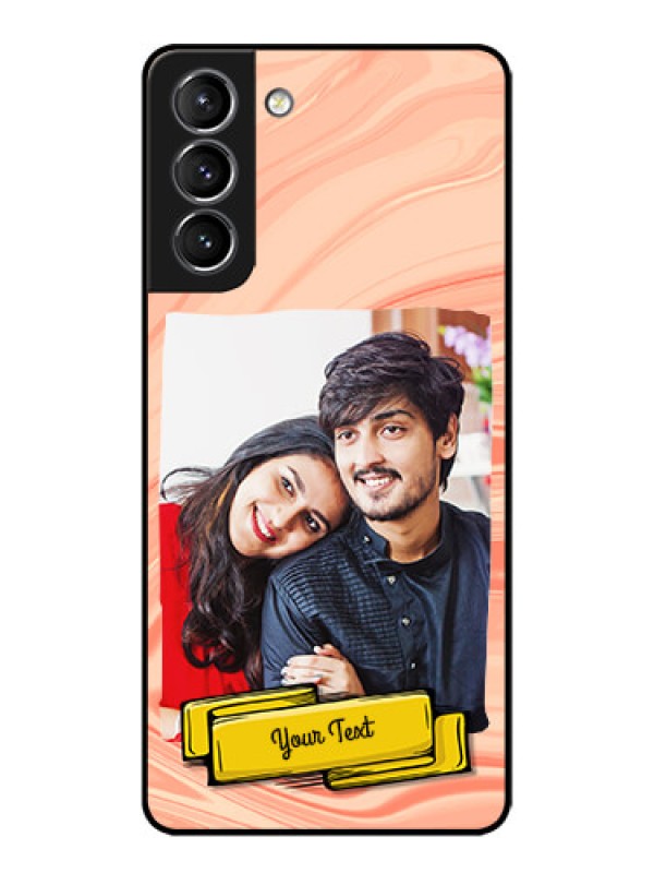 Custom Galaxy S21 Plus Custom Metal Phone Case - Marble Texture Design