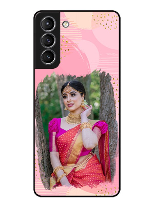 Custom Galaxy S21 Plus Custom Metal Phone Case - Gold Glitter Splash Design