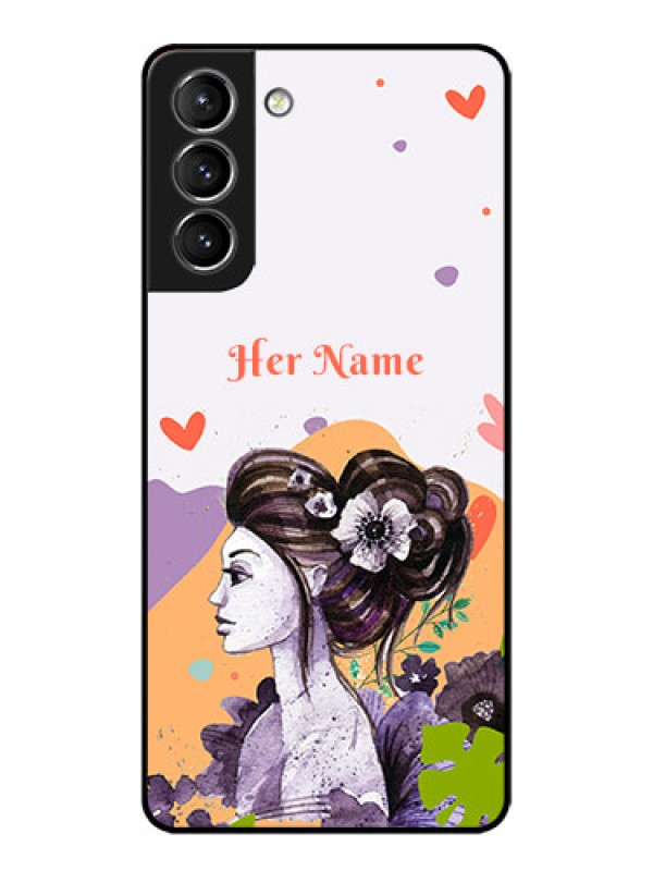 Custom Galaxy S21 Plus Custom Metal Phone Case - Woman And Nature Design