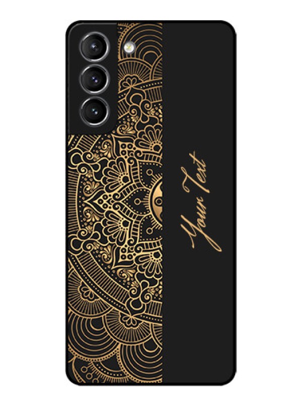 Custom Galaxy S21 Plus Custom Metal Phone Case - Mandala Art With Custom Text Design